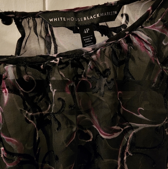 White House Black Market Sheer Black blouse size 4P - Picture 3 of 7
